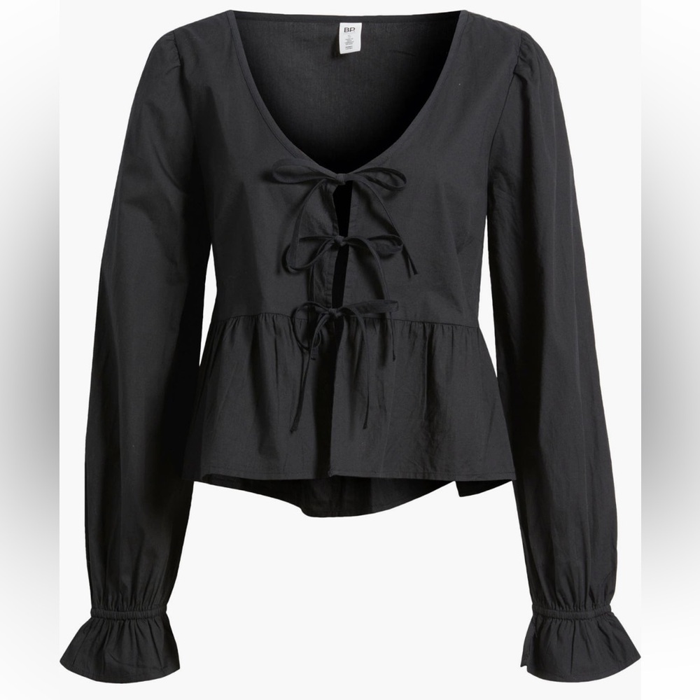 BP tie front cotton peplum top